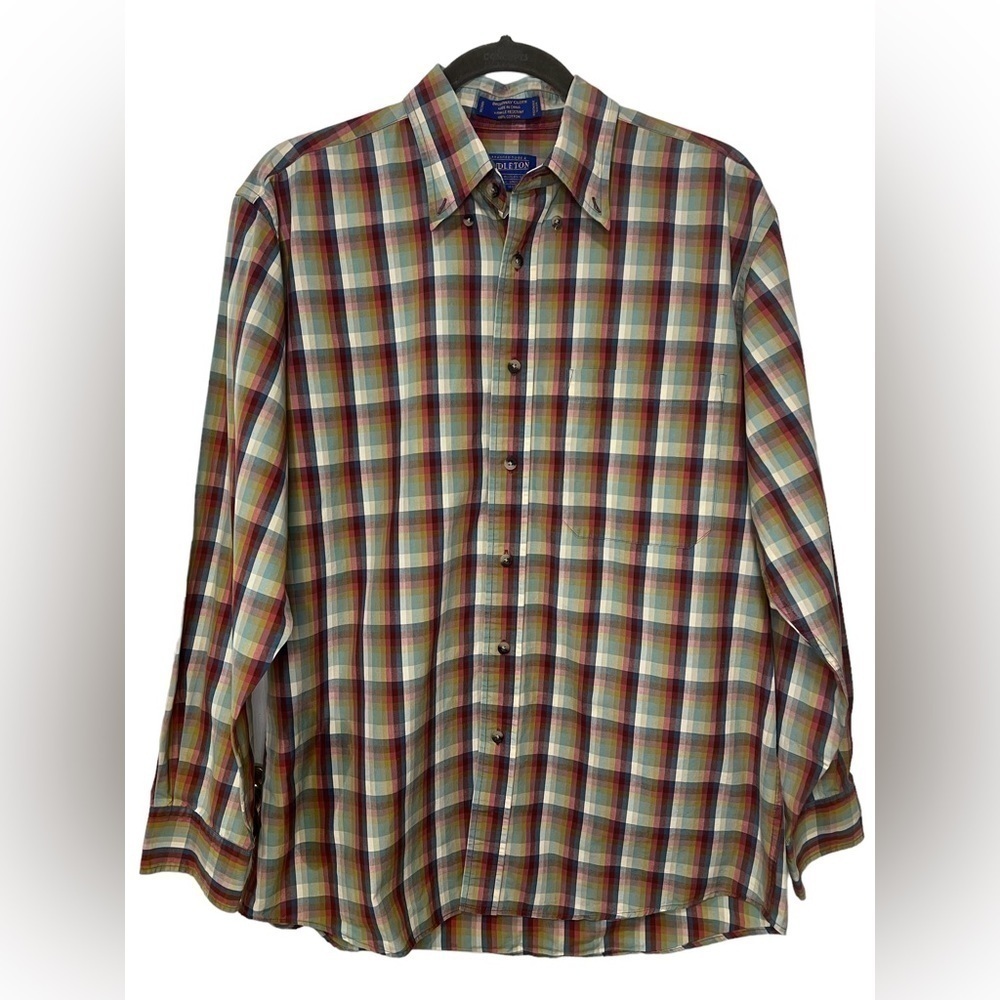 Pendleton Plaid Button Up Shirt Long Sleeve Broadway Cloth Cotton Medium
